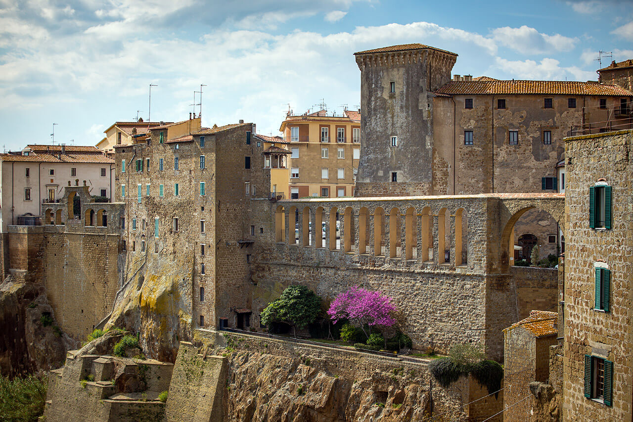 A view of the Medici Aqueduct in Pitigliano, a town in Tuscany off the beaten path 