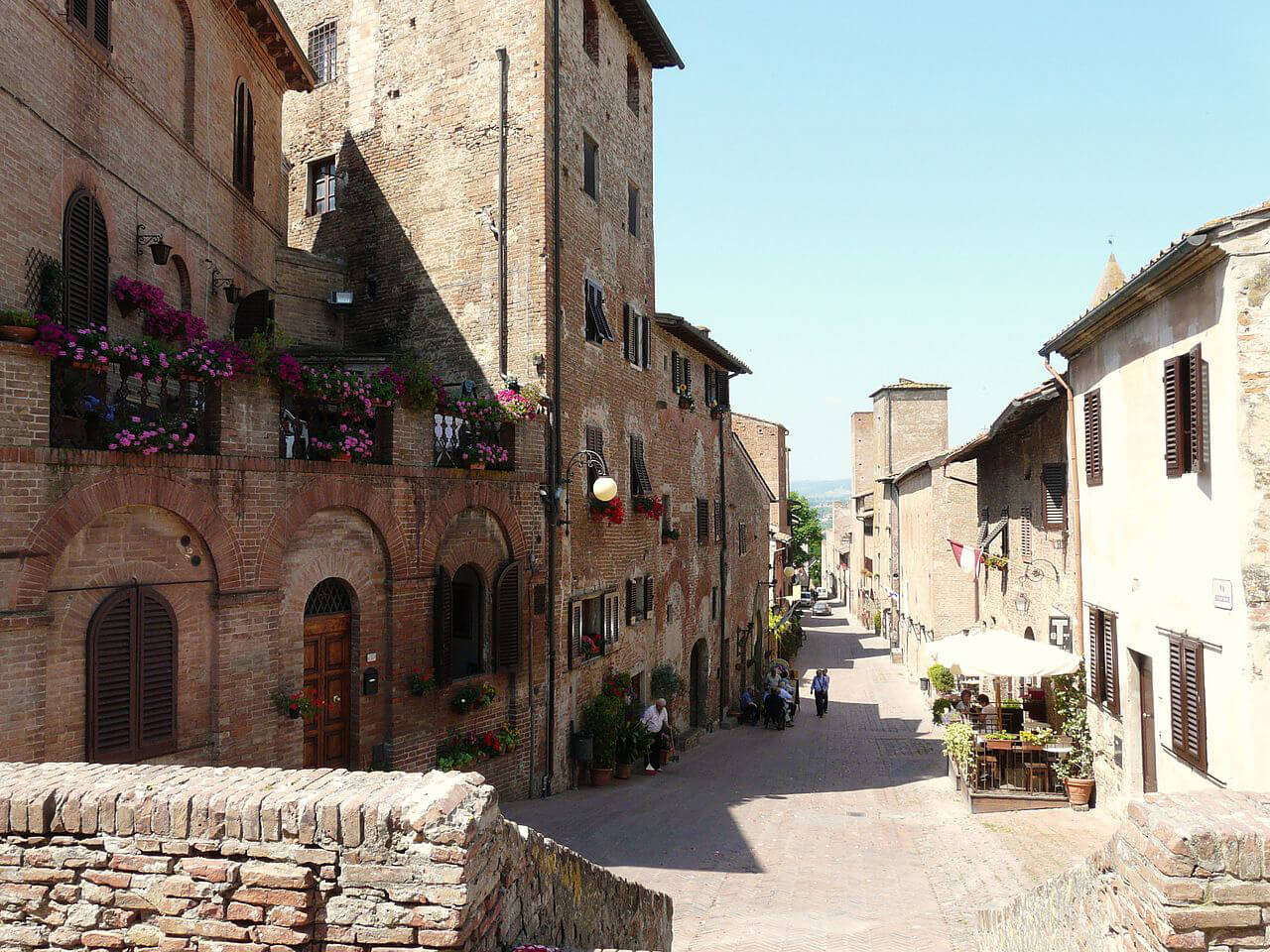 The central road of medieval town of Certaldo (Tuscany)