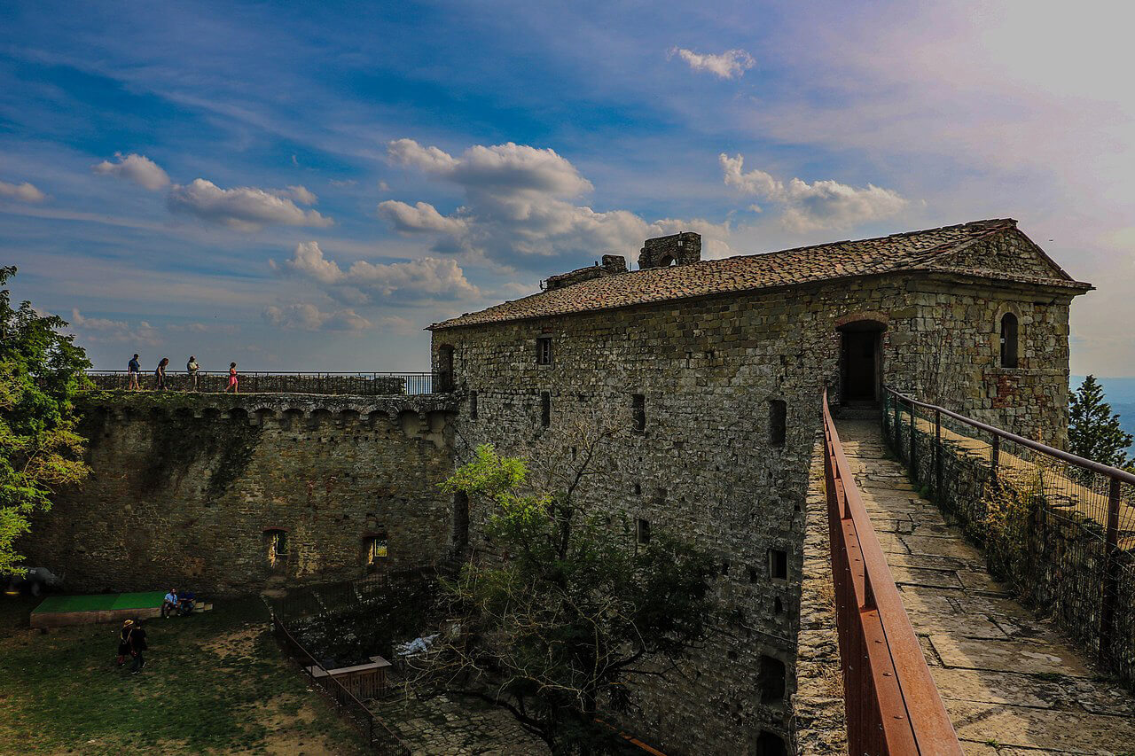 Tourists enjoy walking in The Girifalco Fortress located in Cortona