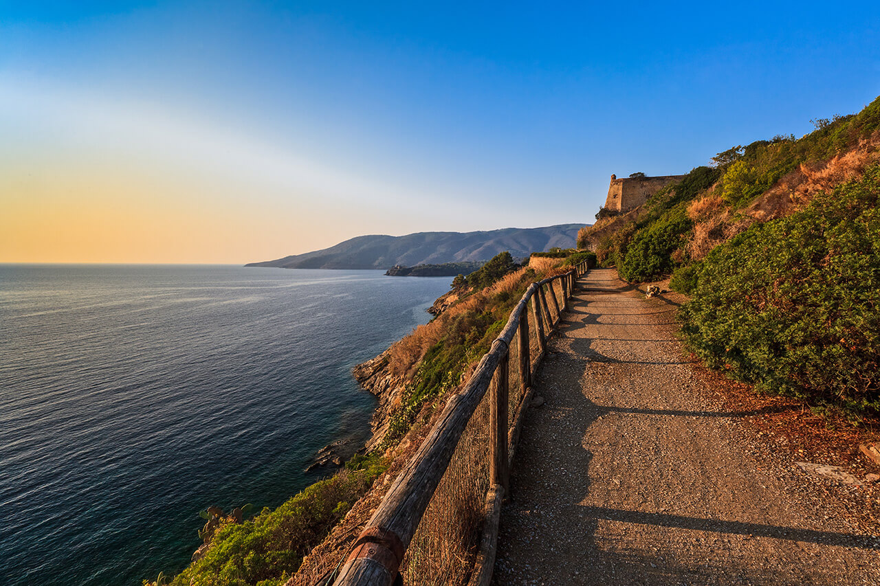 A beautiful pedestrian path for walking along Porto Azzurro, on the island of Elba