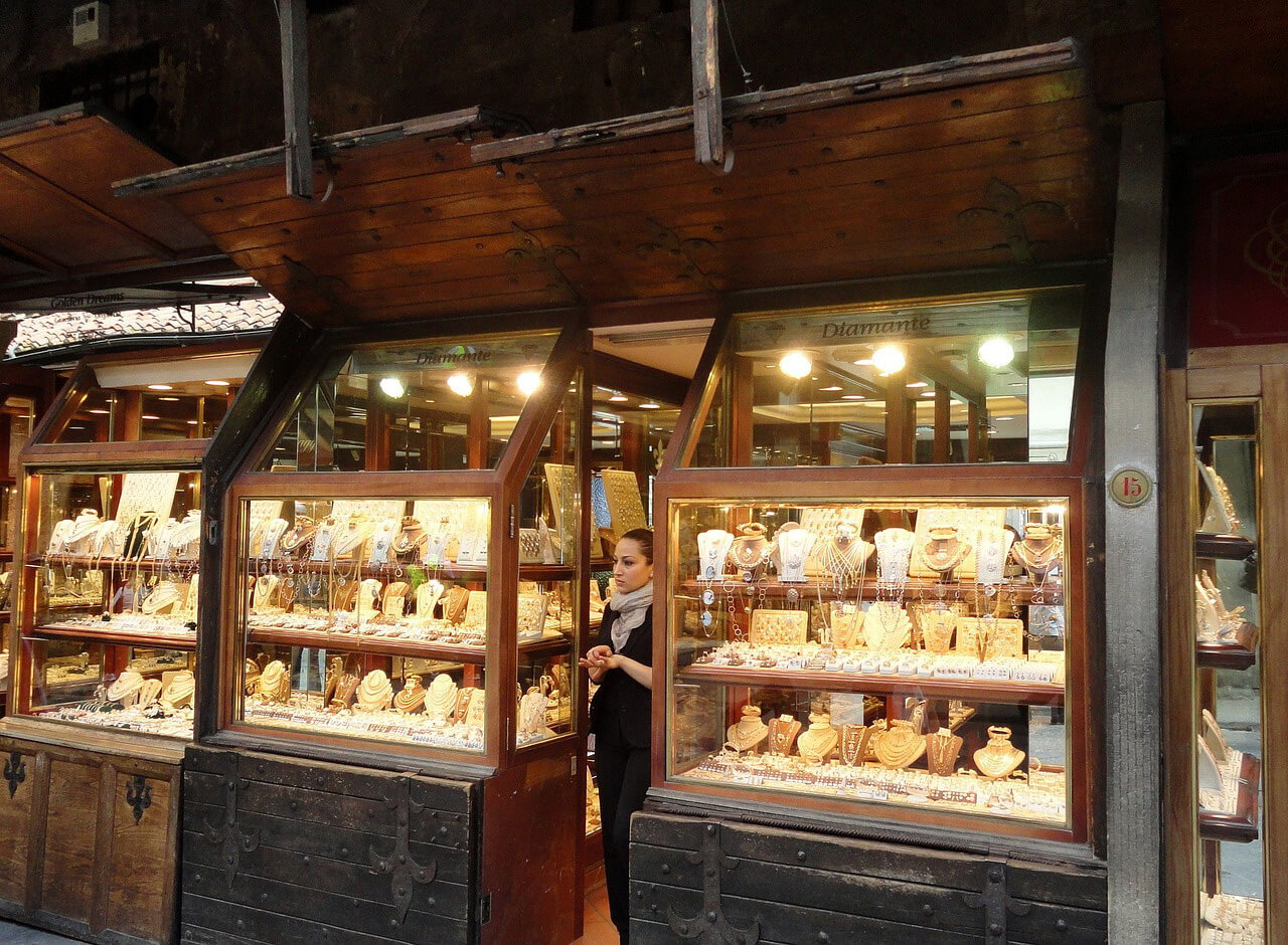 Jewelers of Ponte Vecchio, in Florence, one of the top places to see in February