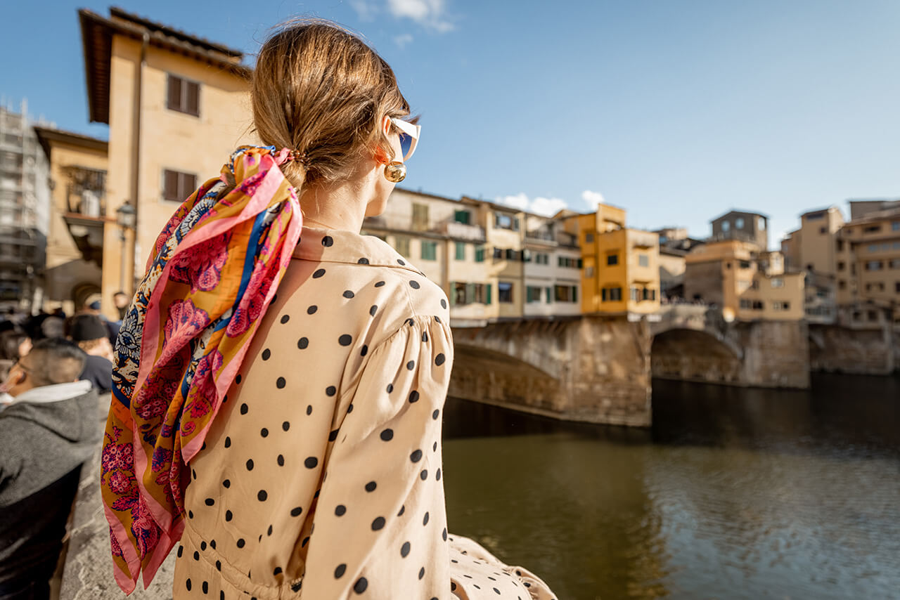 Woman dressed to visit Florence in May