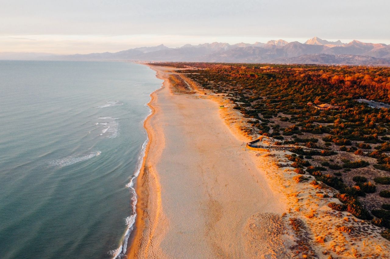 One of the best Tuscan beaches photographed from a drone