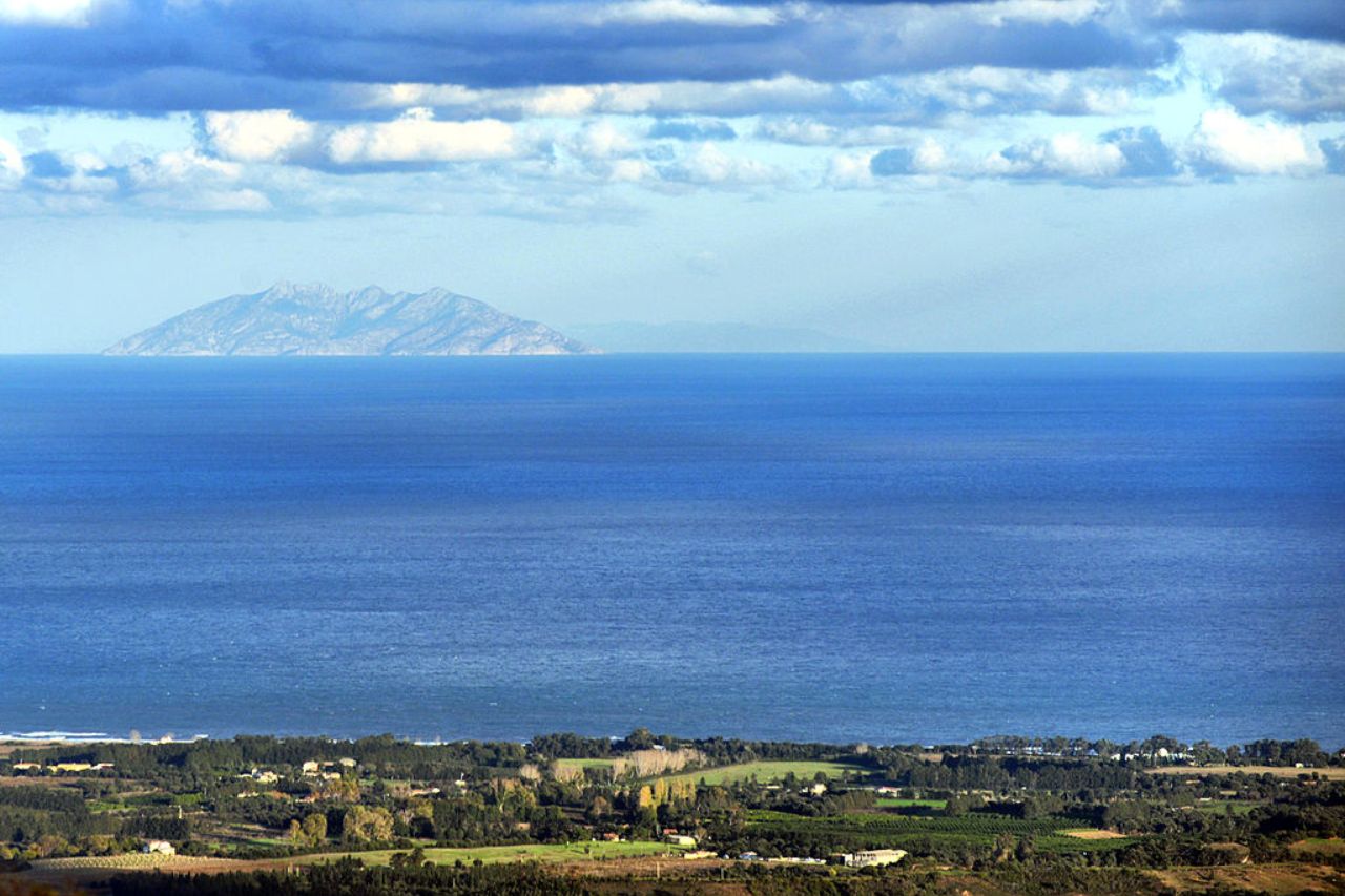 The island of Montecristo photographed from the Corsica, in France
