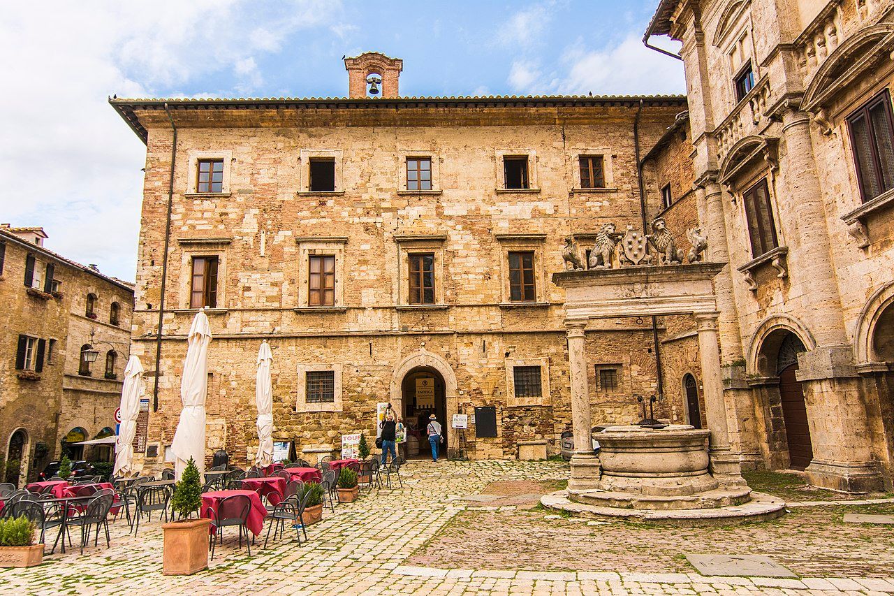 The square of Montepulciano is a place to visit on a day trip from Siena.