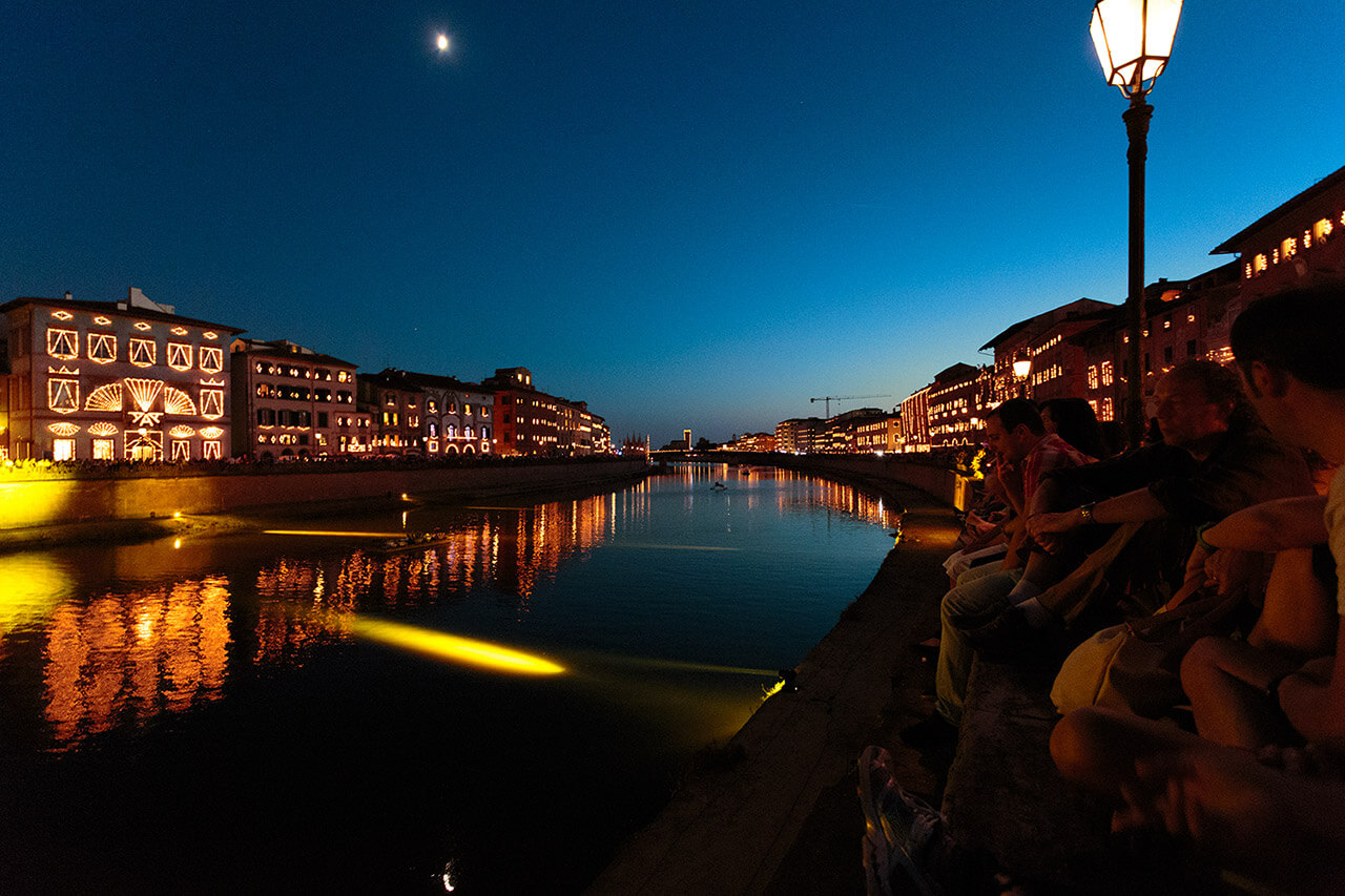 The Luminara Festival in Pisa, along the Arno river