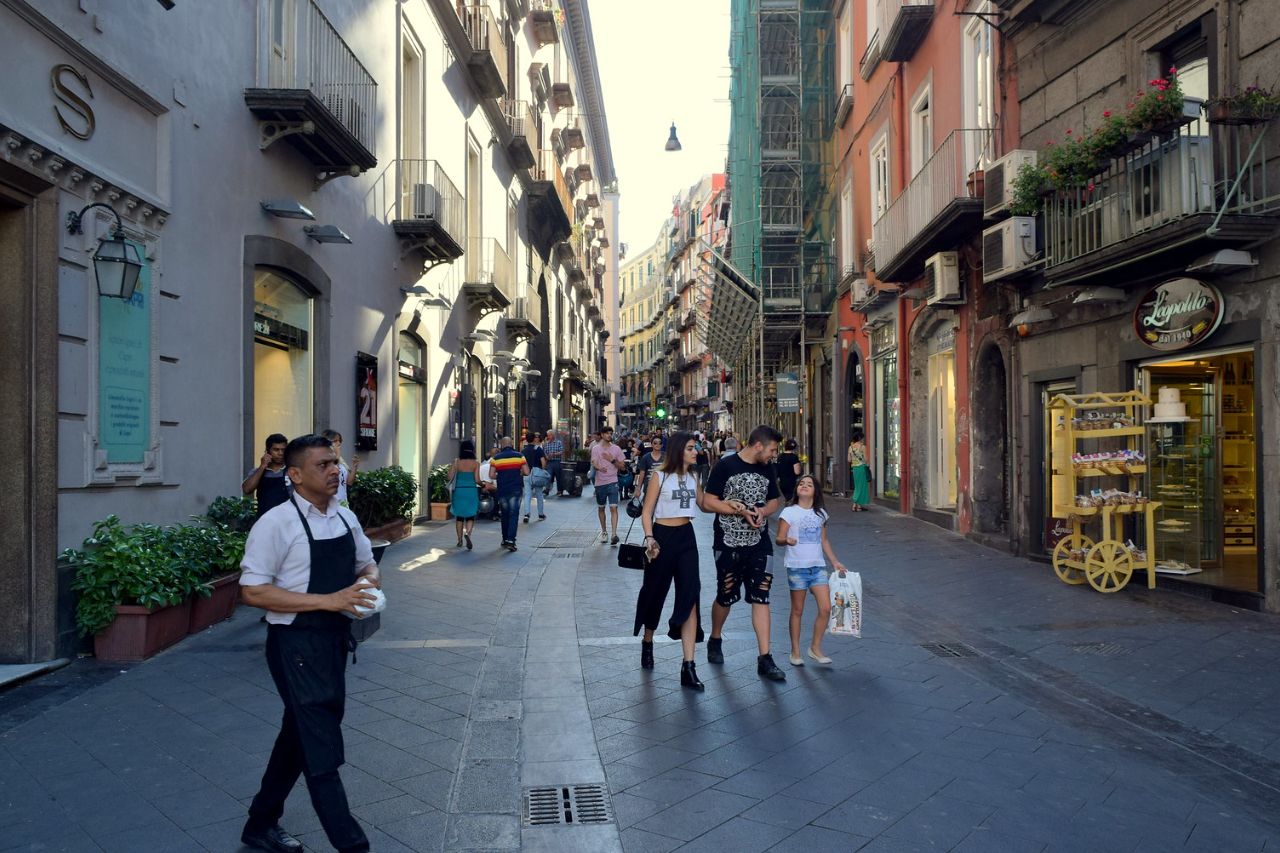 Via Toledo, Naples is one of the longest shopping streets and popular at boutiques and chain stores. 