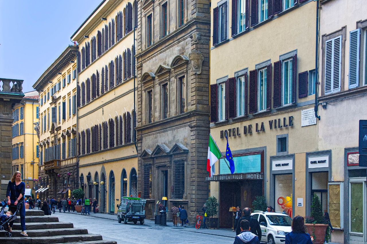 Via Tornabuoni, Florence the upscale shopping district for Italian fashion.