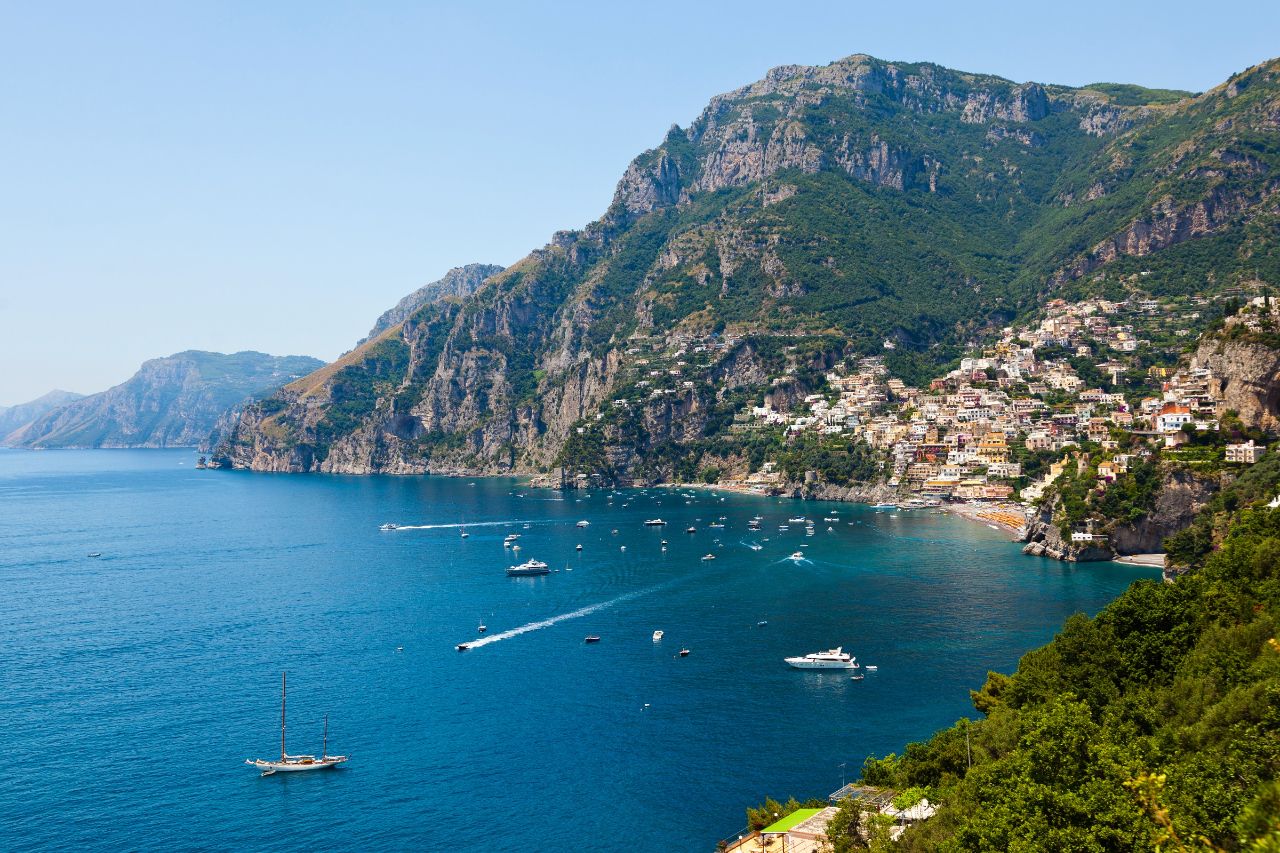 During the month of September, tourists explored the Amalfi coast by boat