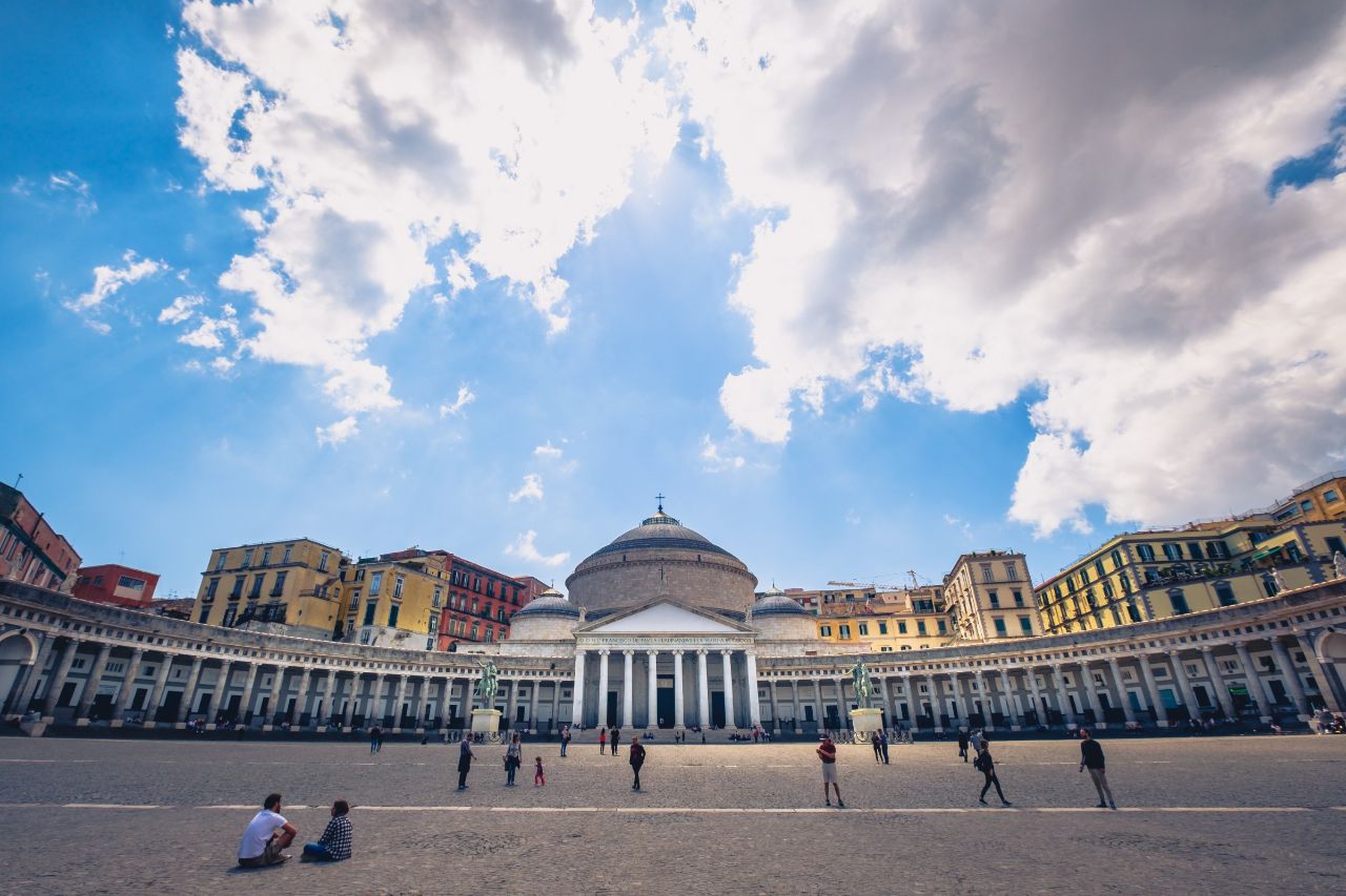 An overview of Naples' Piazza Plebiscito