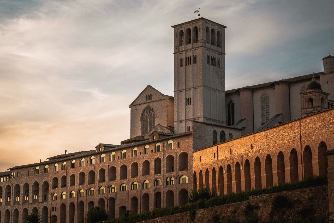 The panoramic photo of the Church of Assisi, in Umbria