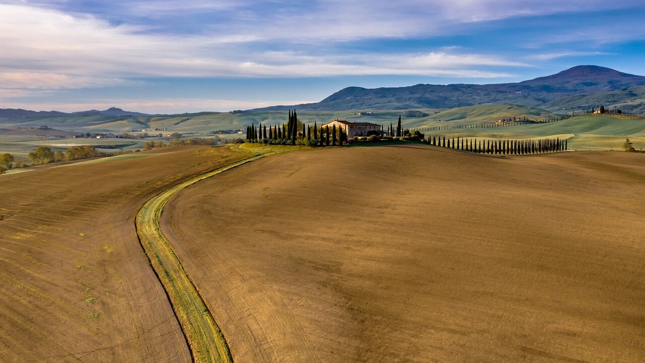 In Tuscany, hiking trails pass through countryside hills