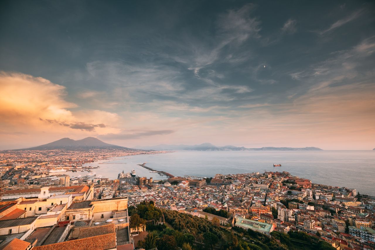 The areal landscape view of Naples.