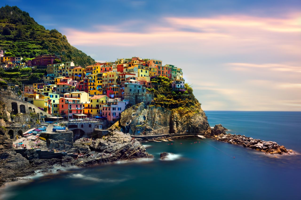 the Cinque Terre have colorful and beautiful houses close to the sea.