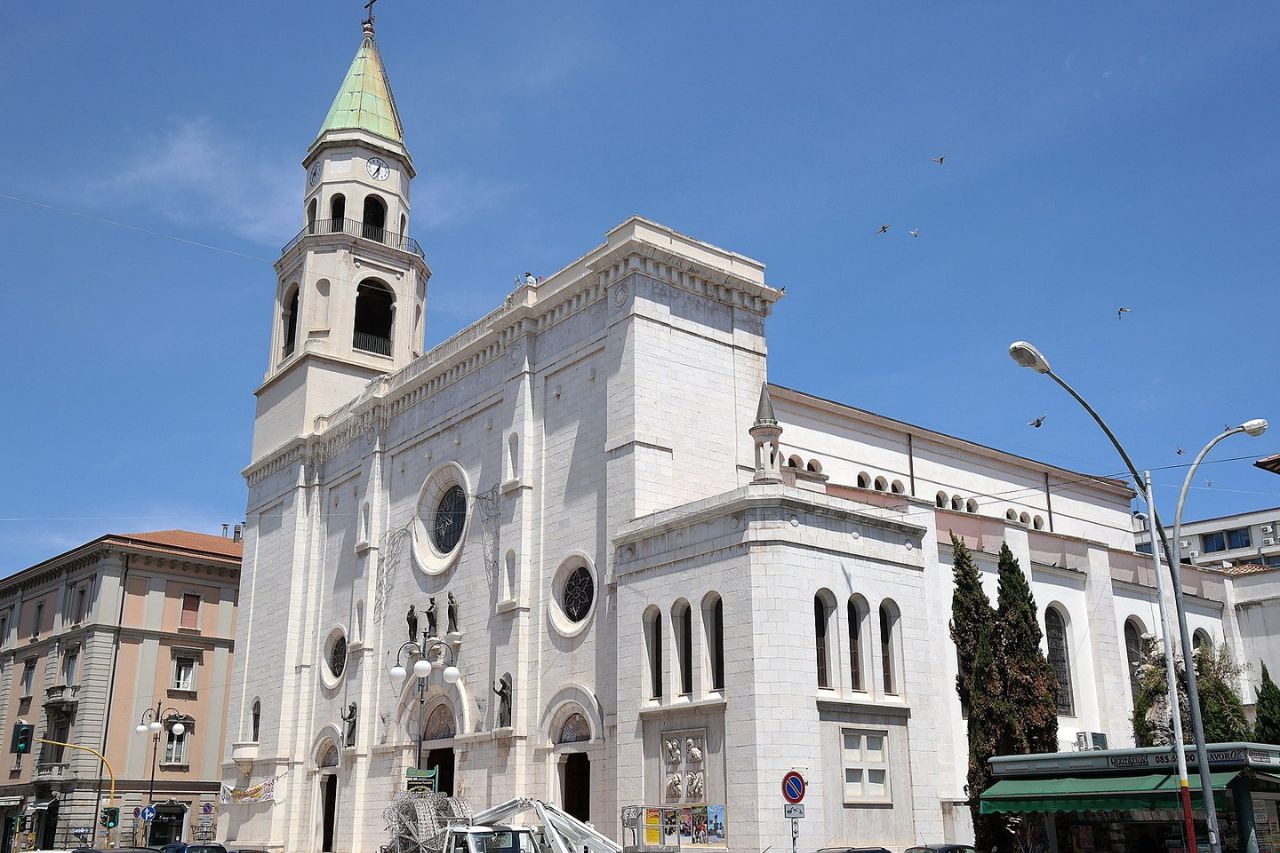 The modern cathedral of Pescara with white ambiance