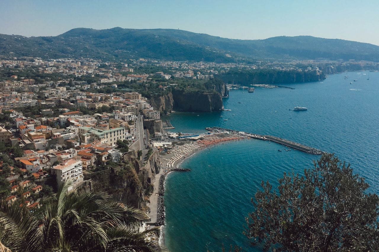An areal view of beautiful place and sea of the Amalfi coast.