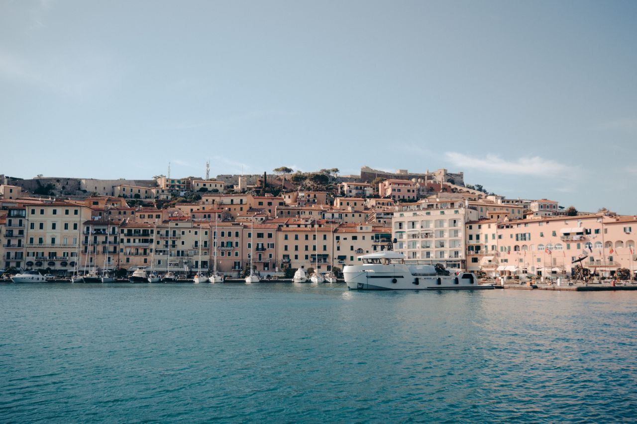 A view of simple place of the Portoferraio seen from the boat.