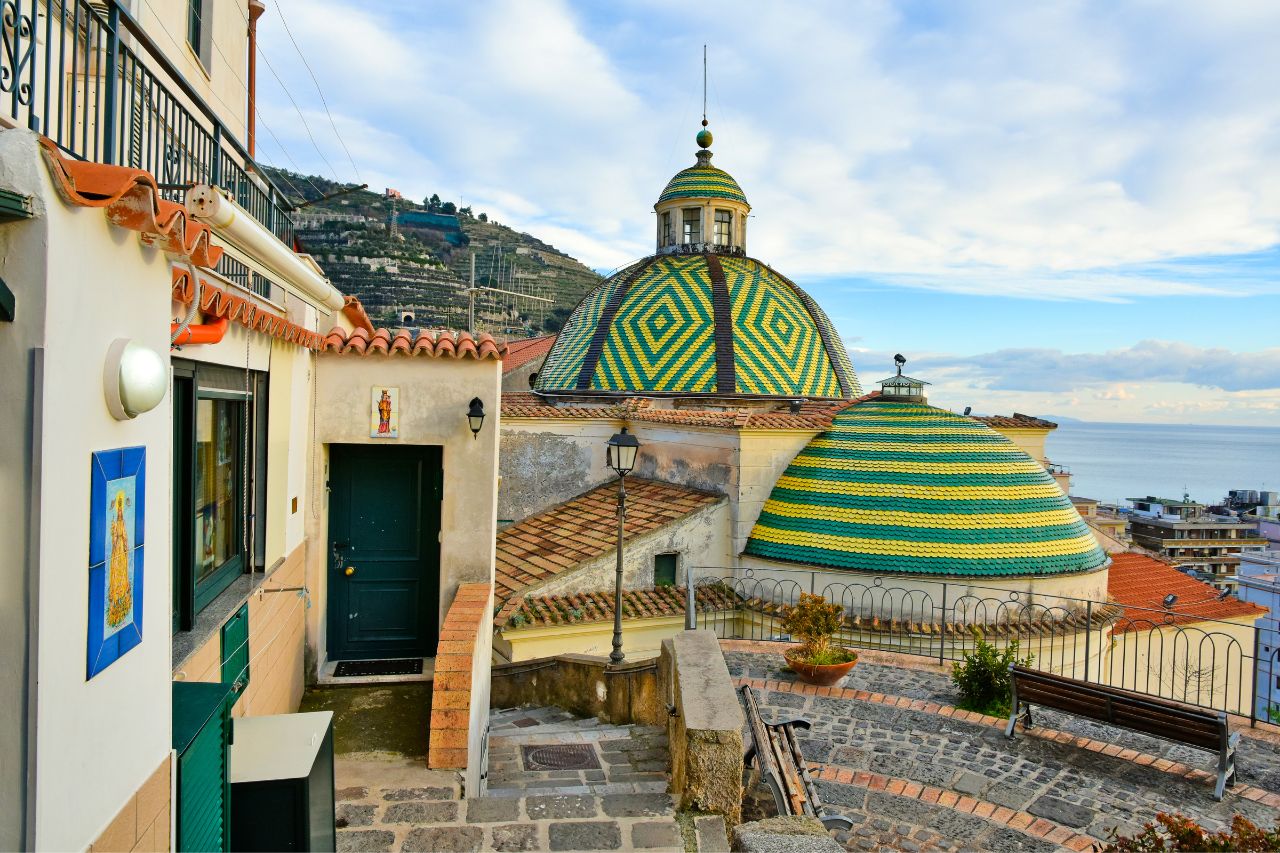Scenic view of Maiori, a charming coastal town on the Amalfi Coast, Italy