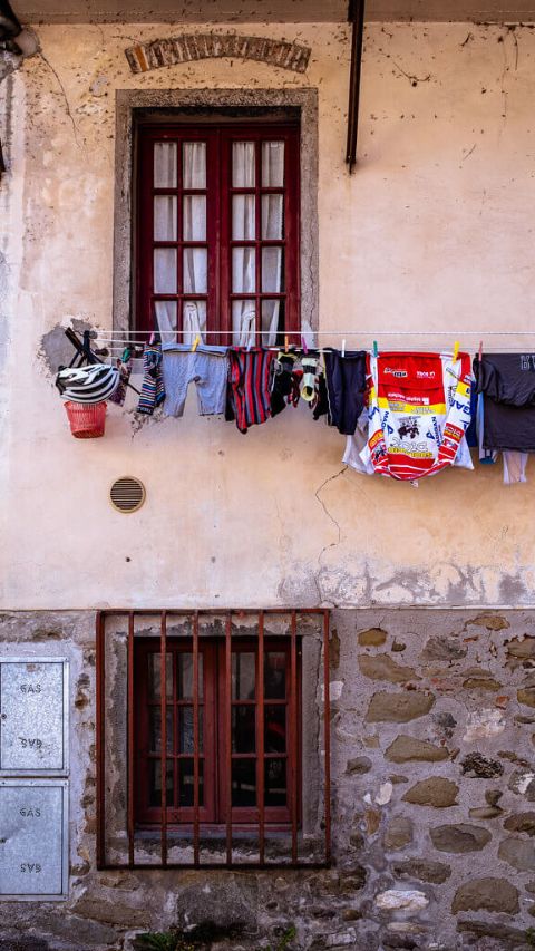 Some clothes hanging to be dried in the sun