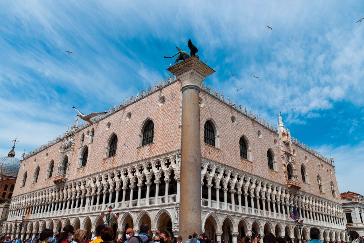 Tourists visit the famous Doge’s Palace located in Venice, Italy.