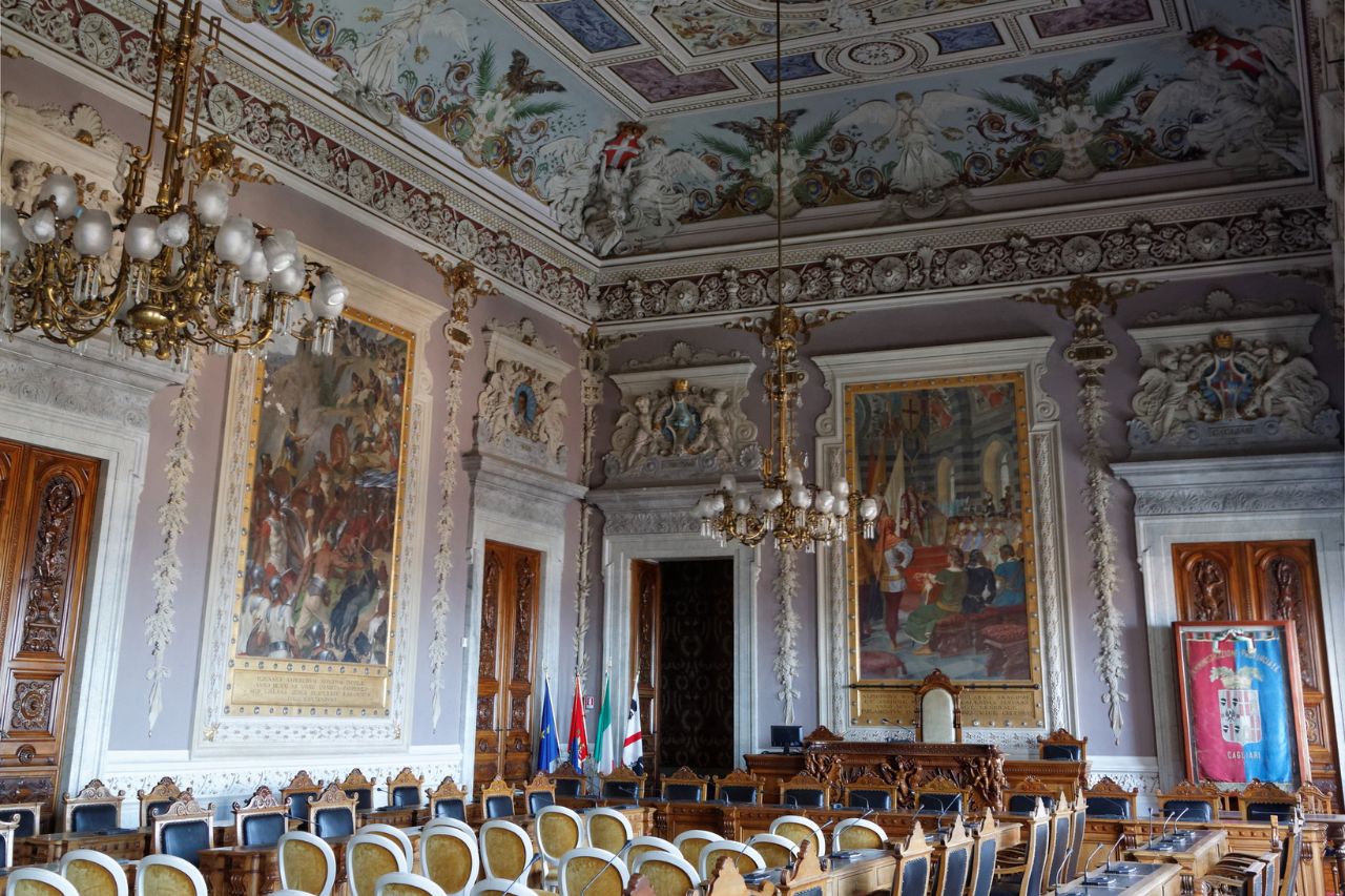 The beautiful portraits and paintings in side the Palazzo Regio in Cagliari, Italy.
