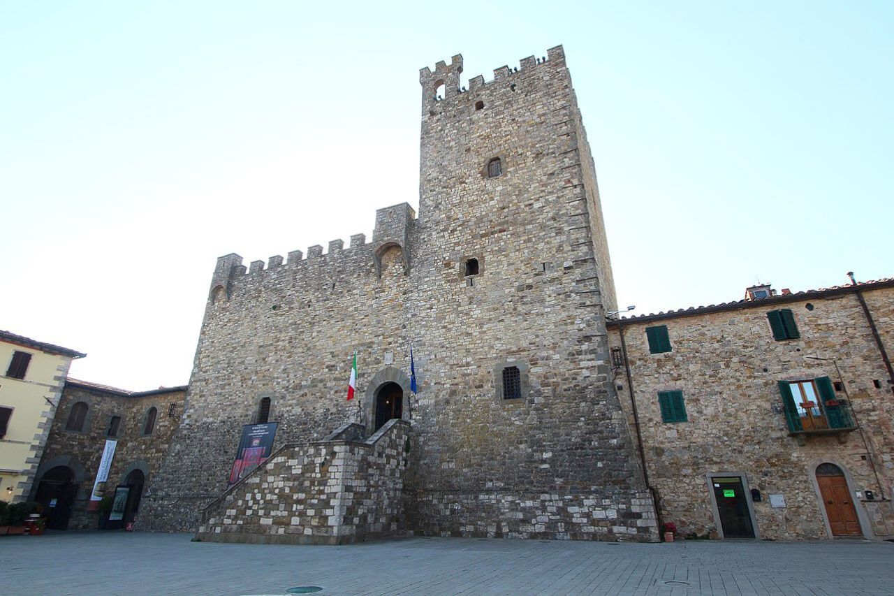 Historical and old Castellina in Chianti during summer in Tuscany