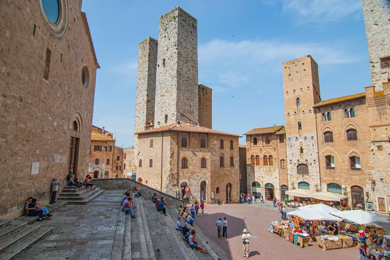 The central square of San Gimignano, in Tuscany