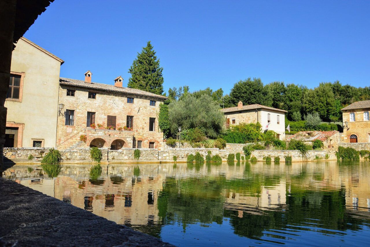Bagno Vignoni main square, with its thermal waters - Val d'Orcia
