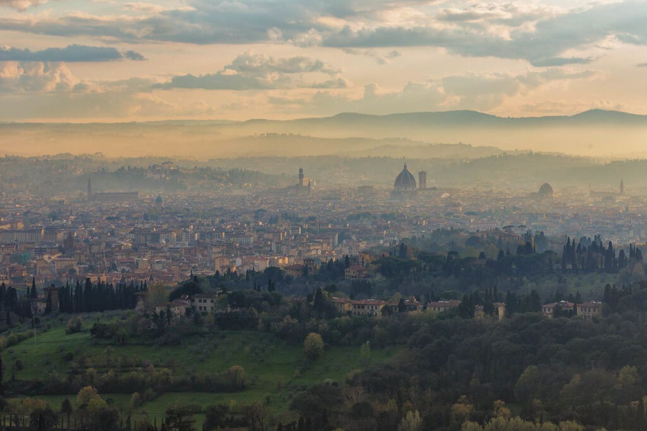 Florence seen from Fiesole, at dusk