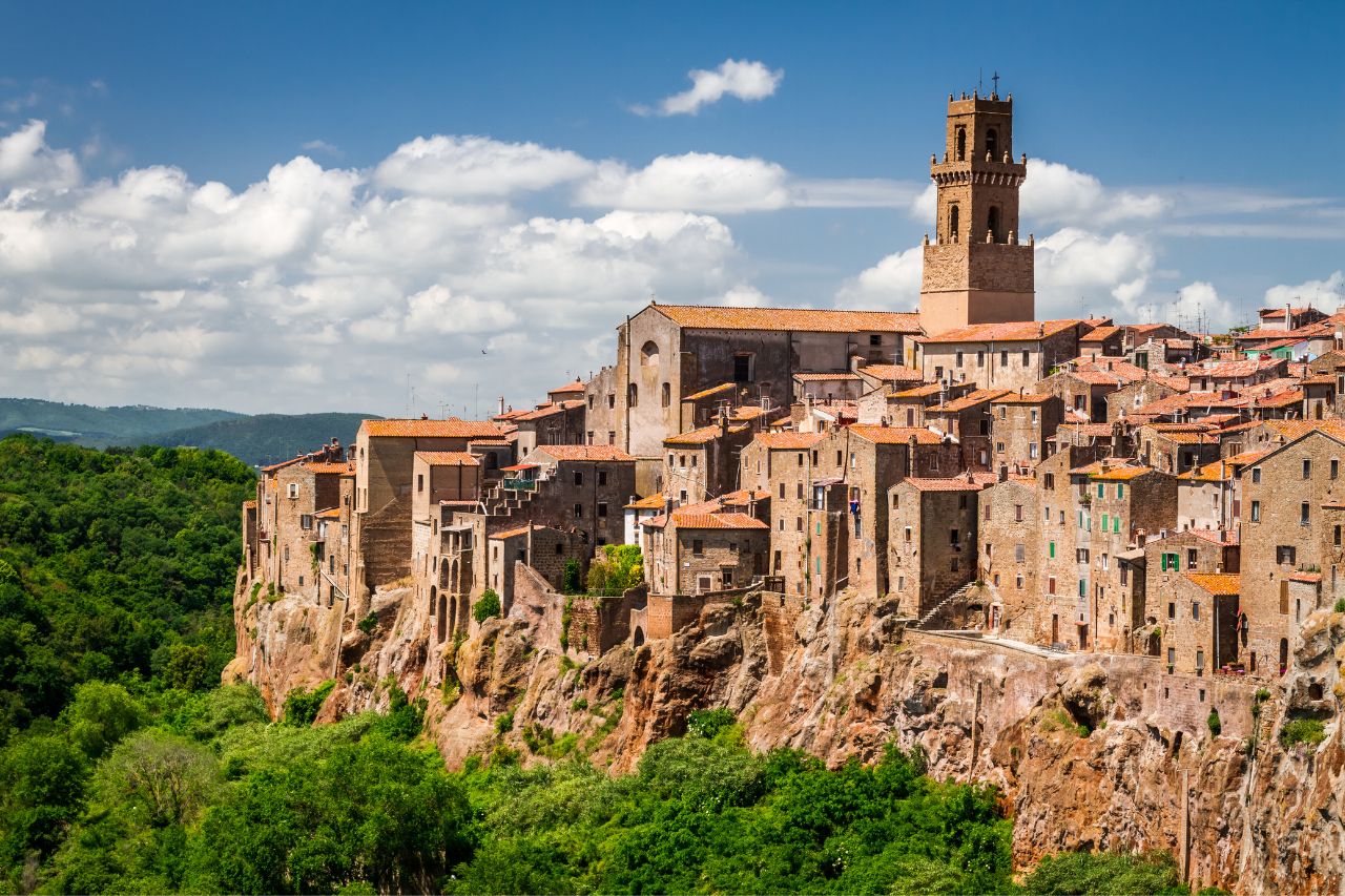 Pitigliano seen from above, in southern Tuscany