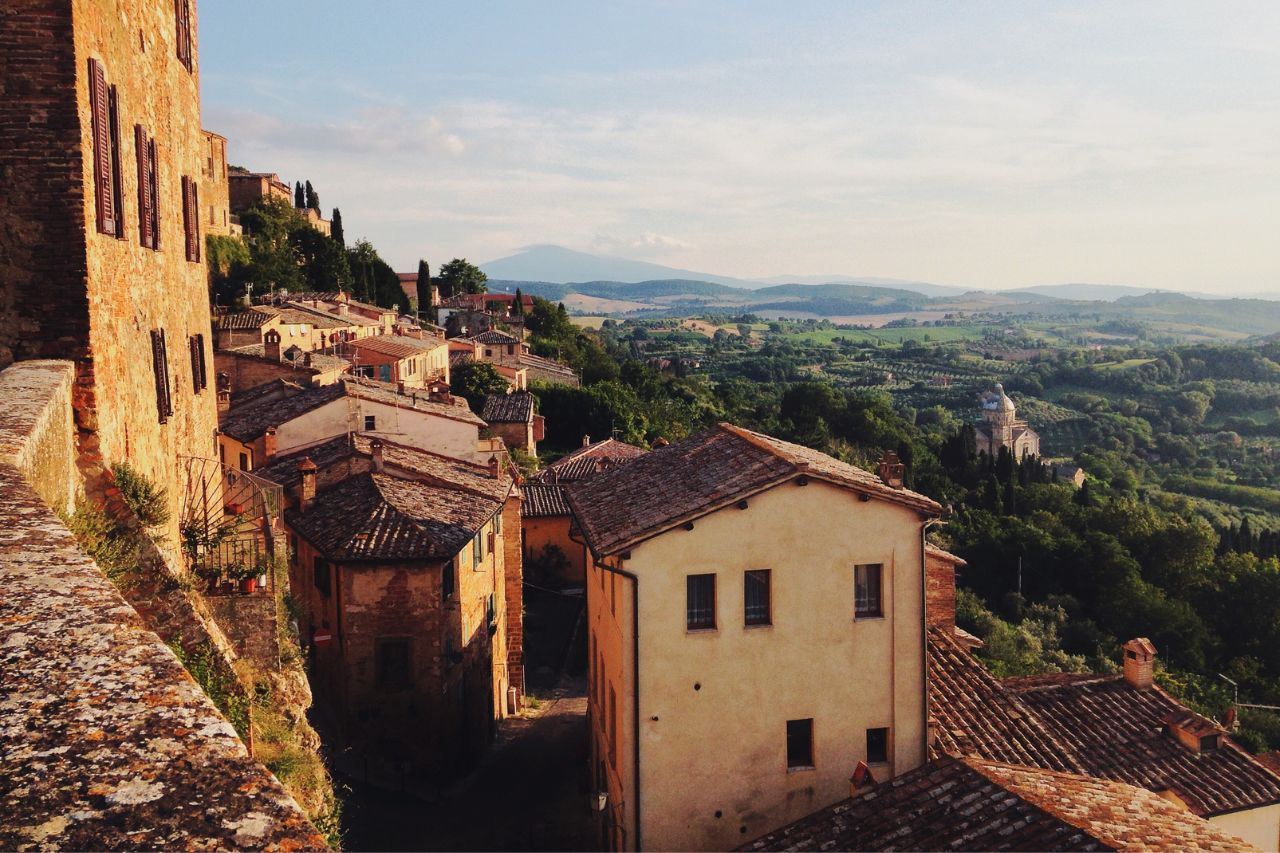 A view of the small town and beautiful nature in Montepulciano.
