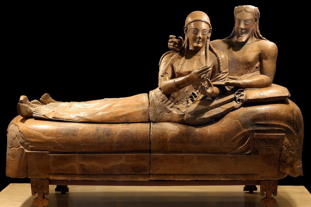 The Sarcophagus of the Spouses is an ancient Etruscan funerary artifact known for its exquisite artistry. 