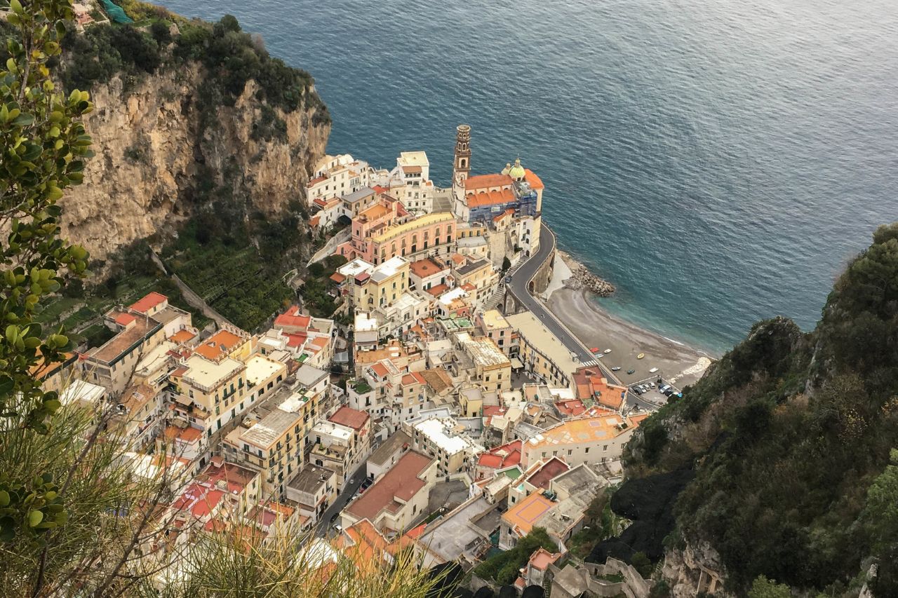 Scenic view of Atrani, a charming coastal village on the Amalfi Coast, Italy