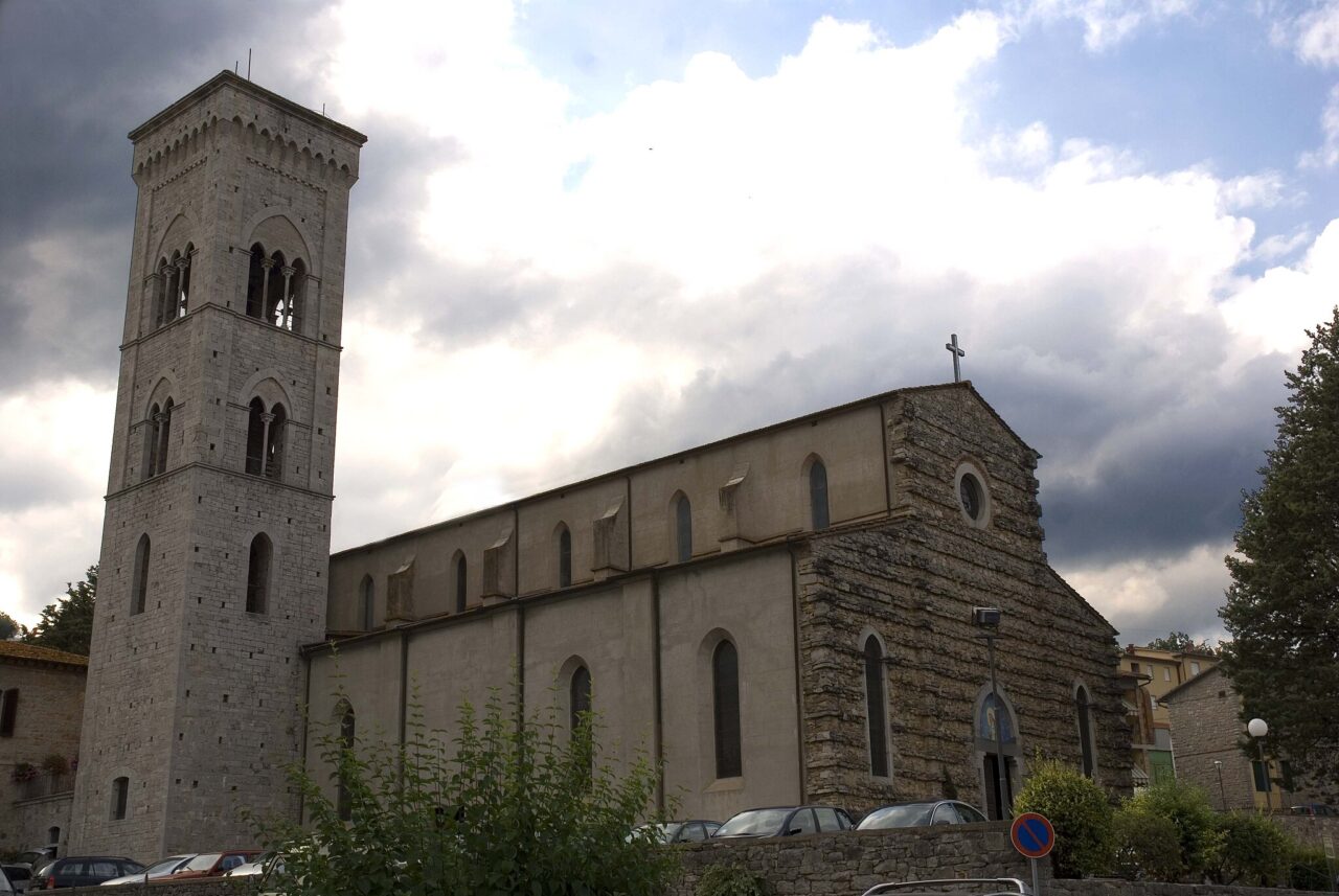The main facade of the church of San Gismondo in Gaiole in Chianti