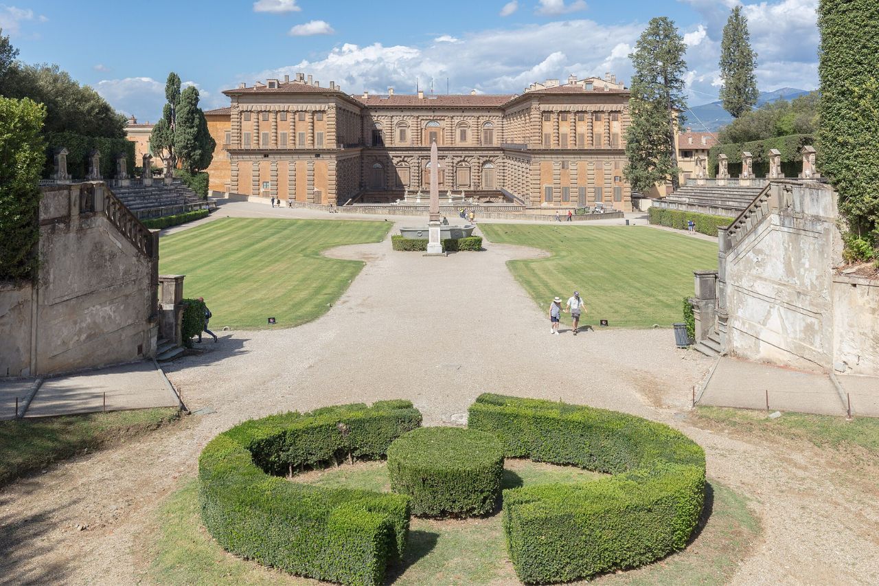 Tourists are visiting the Boboli Gardens in Florence, on a warm May day
