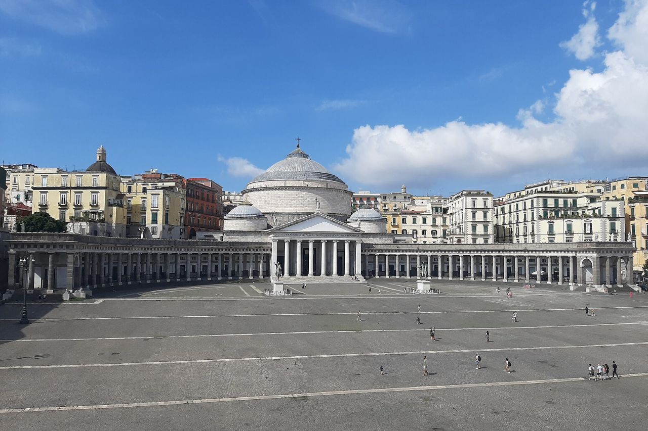 The view of Piazza del Plebiscito in Naples