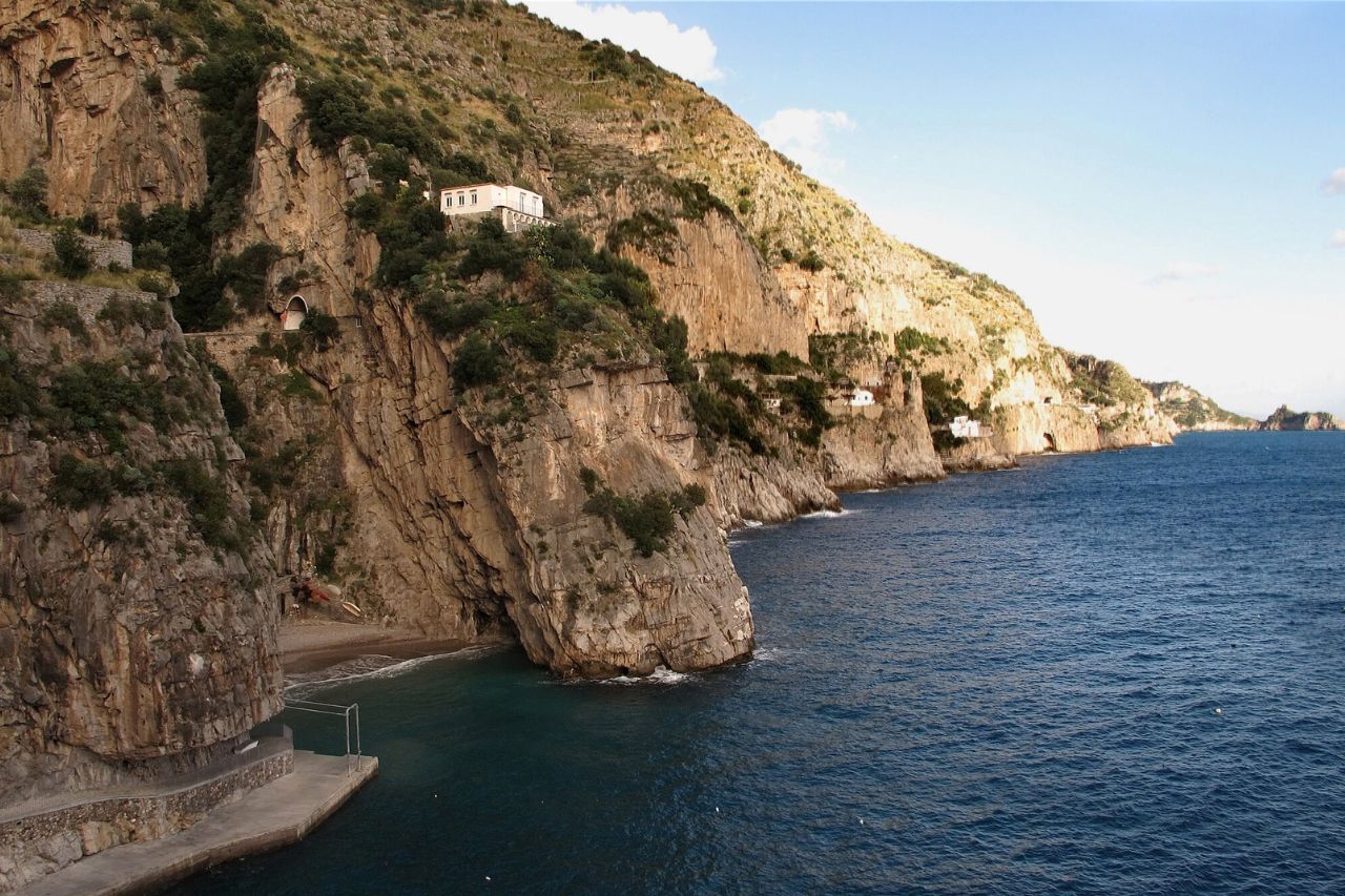 Scenic view of Marina di Praia, a picturesque coastal town in Italy 