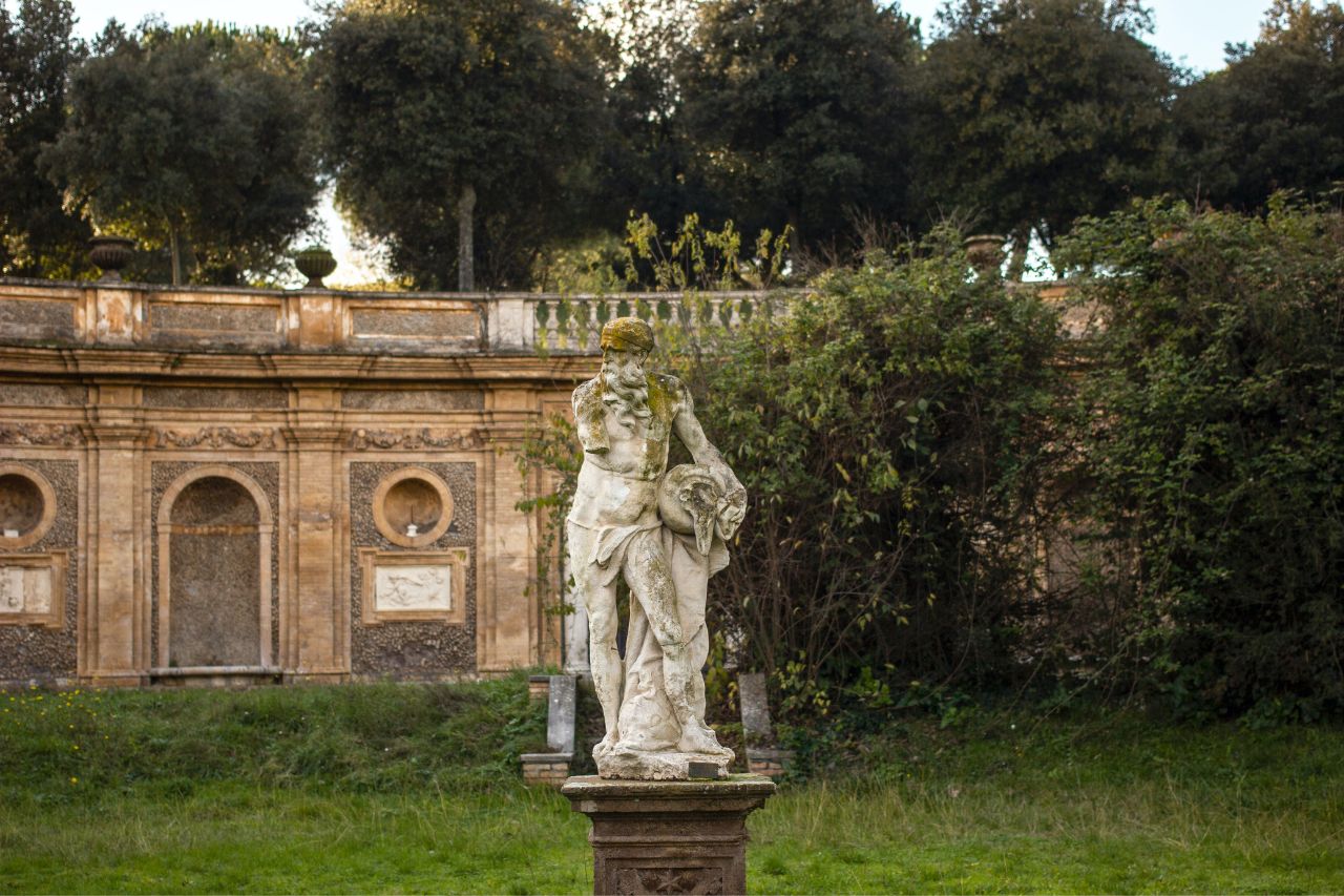 One of the many statues present at Villa Doria Pamphili, in Rome