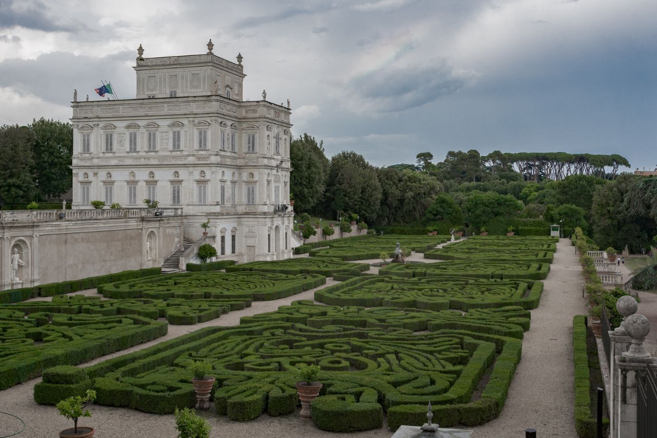 The panoramic view of some Roman gardens