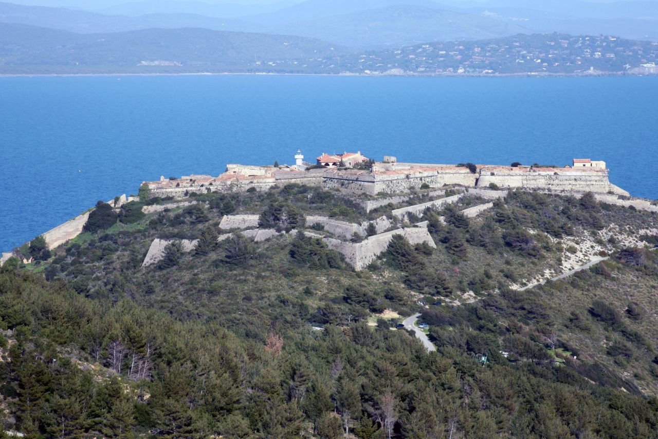 The view from above of Porto Ercole, a historic Spanish stronghold