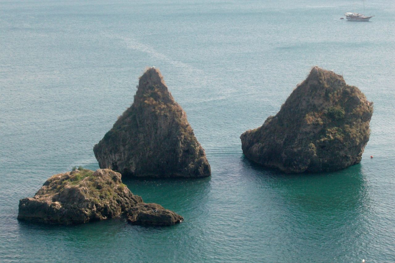The rocks of the due fratelli photographed from Vietri sul Mare
