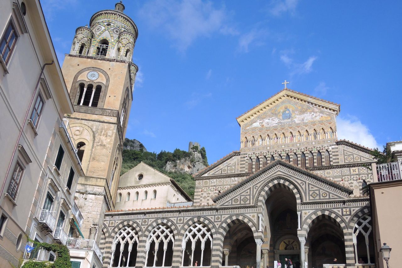 The main entrance of the Amalfi Cathedral, Italy
