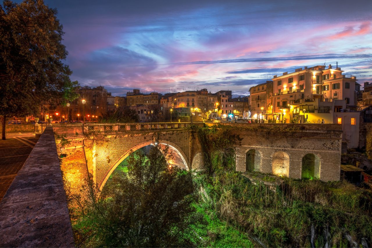 Scenic view of Tivoli, Italy, capturing the historic charm of the town with its ancient ruins.