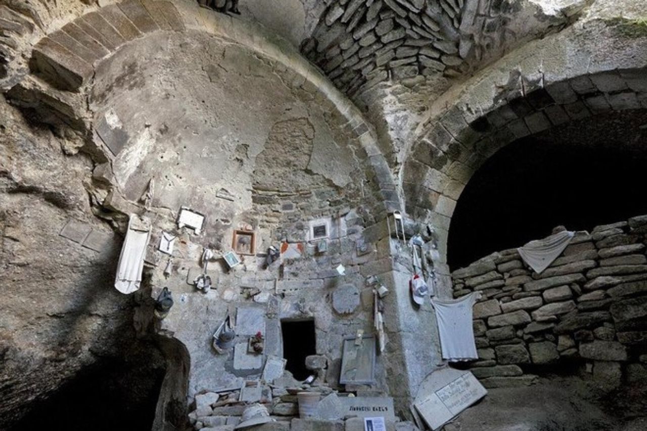 The interior of the grotta del santo in Monte Cristo Island