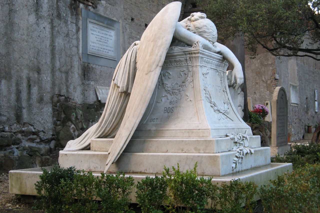 Angel of Grief, a poignant sculpture representing a mourning angel, 