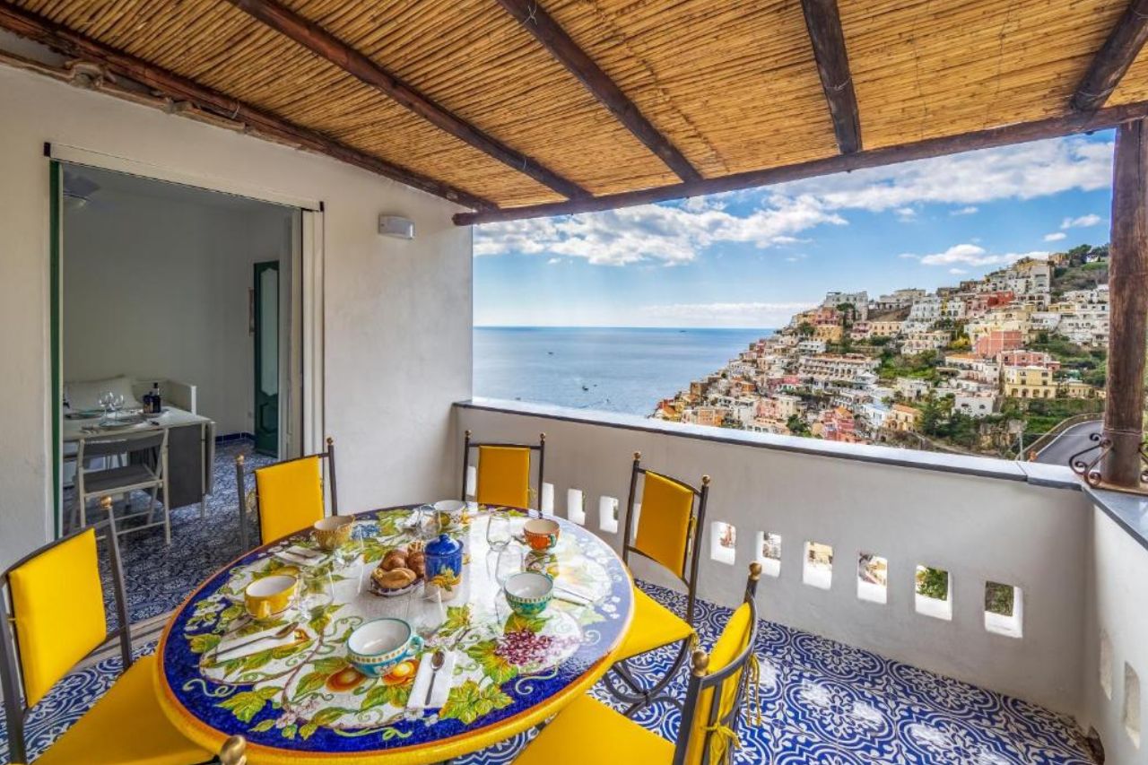 A breathtaking view of the Positano beach and city from the Positano Dream Home terrace
