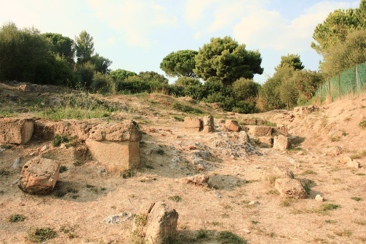 The Etruscan temple located on the Talamone hills
