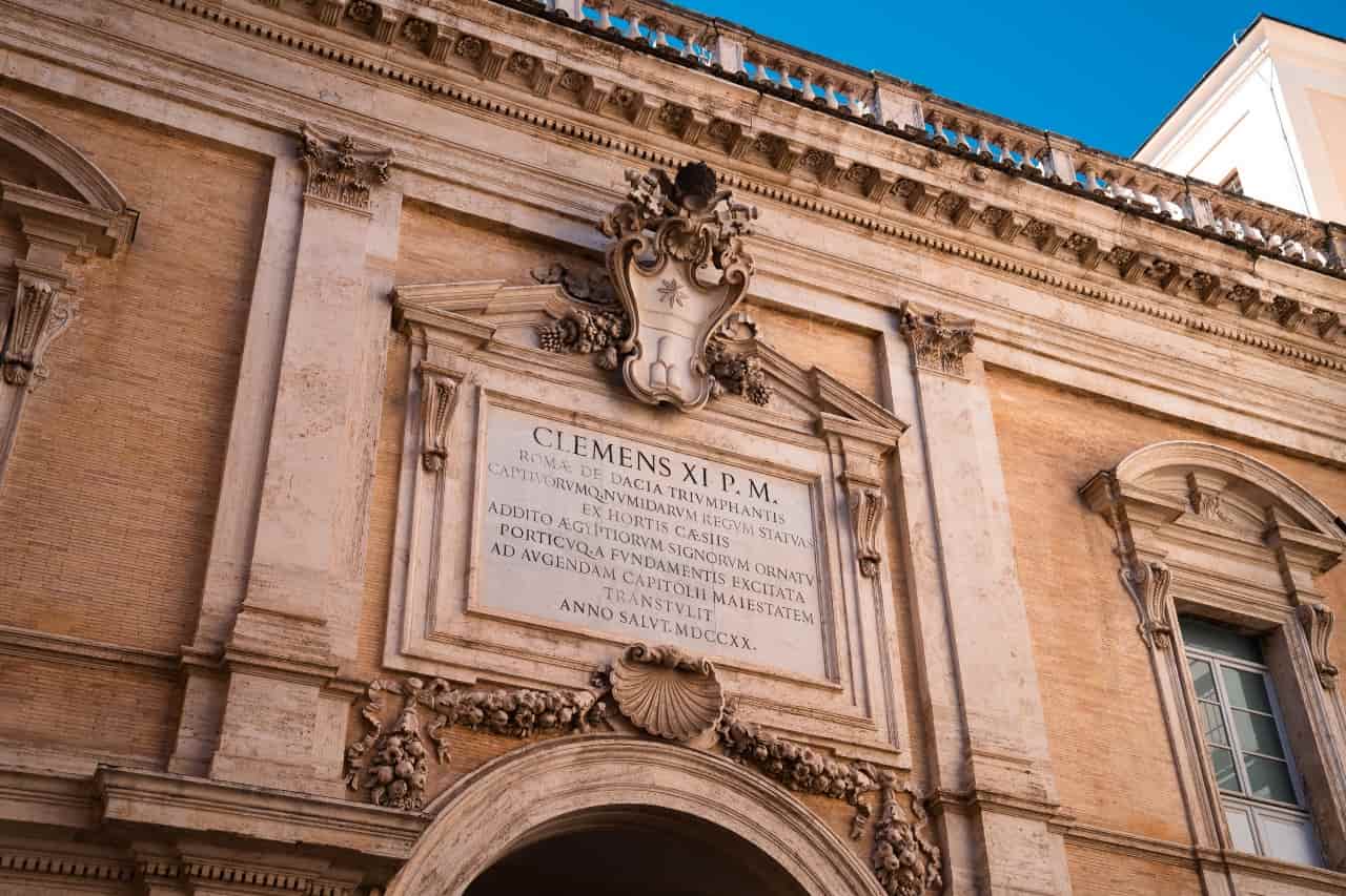 Facade of the Capitoline Museums in Rome, Italy.