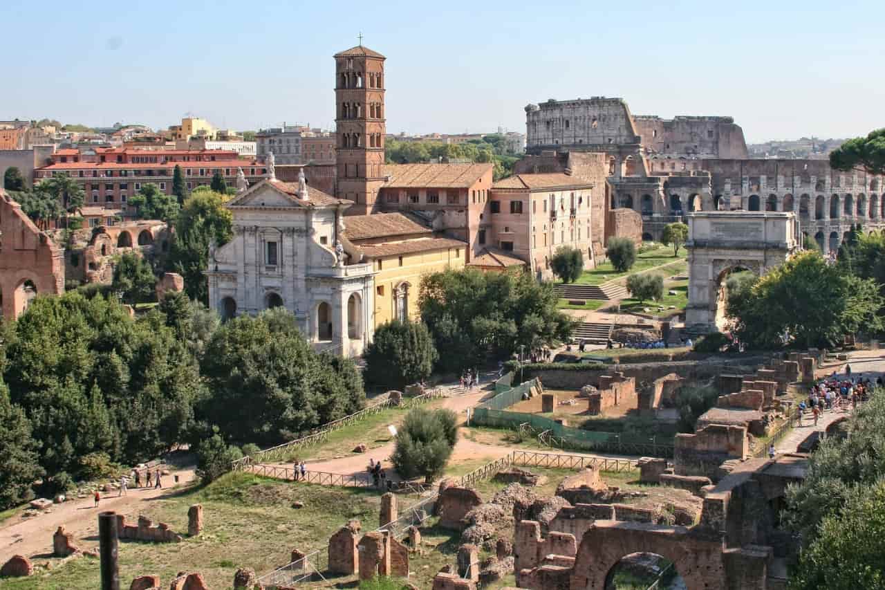 Aerial view of  the Roman Forum during day time