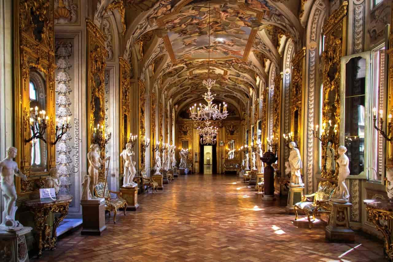 Interior view of Palazzo Doria Pamphilj, an impressive historic hidden gem in Rome, Italy